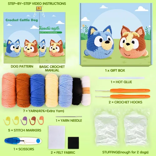 Vista 3 de Acehochen Kit de ganchillo para principiantes, kit de ganchillo para principiantes para adultos con tutoriales en video paso a paso, kits