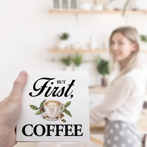 Vista 6 de Ruvoty Letrero de madera con texto en inglés «But First Coffee», decoración de escritorio, ideas de regalo para amantes, decoración de estación