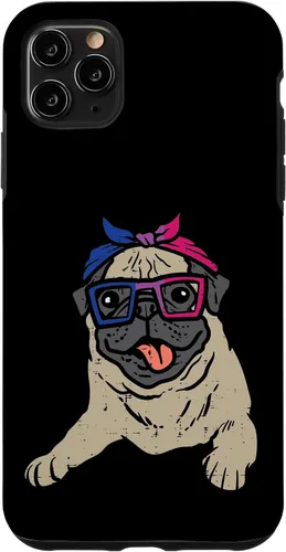 Vista 11 de iPhone 13 Pro Pug Dog Bandana LGBTQ Bisexual Flag Gay Pride Bi Dog Lover Case
