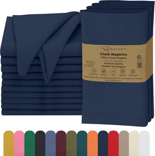 Vista 60 de Ruvanti - Servilletas de tela, paquete de 6, 45x45 centímetros, 100% algodón, lavables, suaves y absorbentes, perfectas para bodas, cenas de Belleza