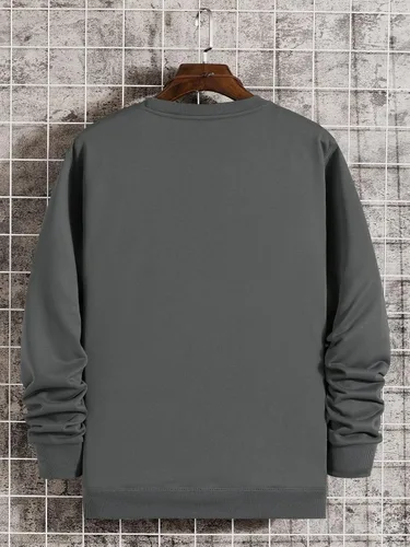 Vista 2 de GORGLITTER Sudadera con estampado gráfico de letras para hombre, con forro térmico, cuello redondo, manga larga
