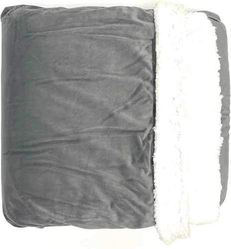 Vista 7 de Mintra Home Sherpa - Manta de franela súper suave (gris oscuro, 70 x 86 pulgadas grande))