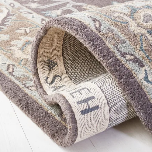 Vista 5 de SAFAVIEH Blossom Collection - Alfombra decorativa, 2 x 3 pies, gris oscuro y marrón claro, lana hecha a mano, ideal para zonas de alto tráfico