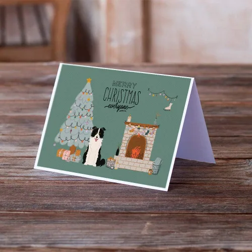 Vista 2 de Caroline's Treasures CK7681GCA7P - Tarjetas de felicitación y sobres de Navidad para todo el mundo, color negro y blanco, paquete de 8 tarjetas