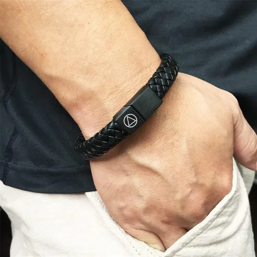 Vista 5 de ForeverWill Pulsera ajustable de silicona sobriedad, pulsera de recuperación de adicciones AA AF Alchohol personalizada para hombres, mujeres