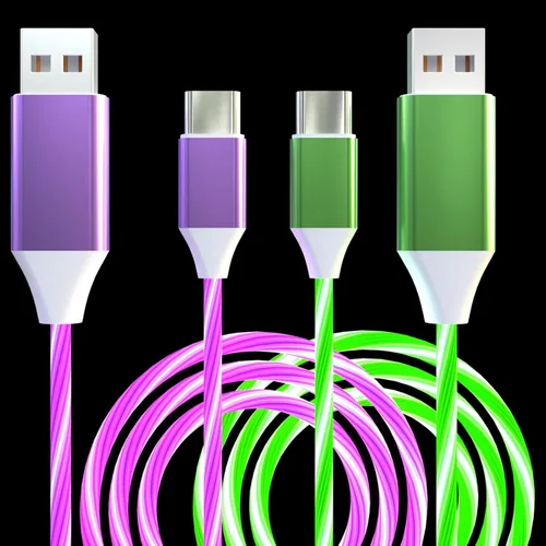 Vista 12 de Paquete de 2 cables de carga LED USB C, cable de carga tipo C, cargador USB C rápido compatible con Samsung Galaxy S21 S20 S10 S9 S8 Note 20, LG V30