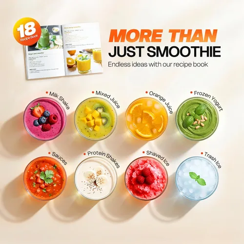 Vista 3 de Turelar Licuadora para licuados de frutas portátil para batidos y batidos para cocina con 2 vasos portátiles de 24 onzas y tapa extra, máquina