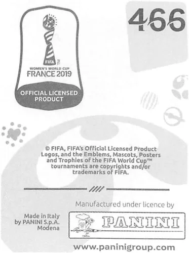 Vista 2 de Calcomanías coleccionables de la Copa Mundial Femenina de la FIFA Francia 2019 (solo adhesivo individual) Fútbol #466 Magdalena Eriksson Suecia 2