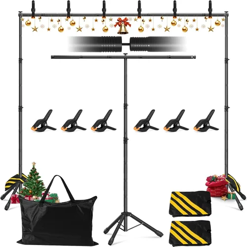 Vista 12 de Kit de soporte de fondo 3 en 1 de 10 x 7.5 pies para estudio de fotografía, soporte de fondo en forma de T para fiestas de bodas, soporte de fondo