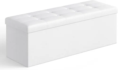Vista 19 de Songmics Funda de piel sintética plegable – Banco de almacenamiento otomano reposapiés