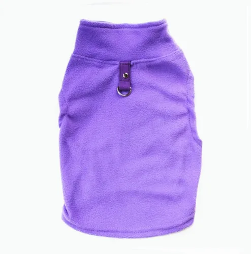 Vista 7 de Suéter para perro, chaleco de forro polar suave con anillo para correa, chaqueta pullover de invierno para mascotas, ropa para cachorros, perros