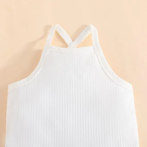 Vista 3 de Mameluco de una pieza para bebé niña, overol de una sola pieza, sin mangas, correa ajustable, traje de verano