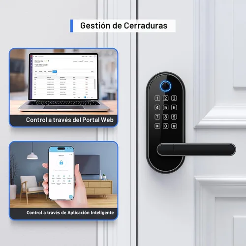 Vista 7 de Cerradura inteligente de huellas dactilares Bluetooth con mango y teclado. Se adapta a la mayoría de puertas de EE. UU., instalación de bricolaje