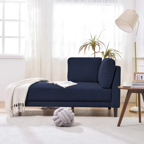 Vista 3 de Anwick Chaise Lounge - Silla reclinable tapizada para interiores, moderna y tapizada para sala de estar, dormitorio, sofá cama (azul marino)