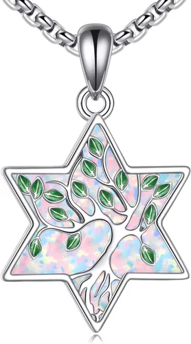Vista 92 de ONEFINITY Collar de plata de ley 925 con diseño de árbol de la vida con colgante de nudo celta de concha de abulón para mujer