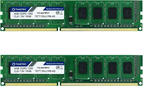 Vista 17 de Timetec - Módulo de memoria RAM de 8 GB DDR3 1333 MHz PC3-10600 Sin búfer ECC 1,5 V CL9 2Rx8 Doble rango 240 pines UDIMM Mejora de memoria