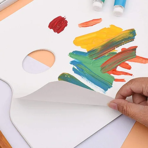 Vista 2 de 35 hojas de papel de paleta, paleta de mezcla de pintura A4, paleta de papel, almohadilla de pintura acrílica, suministros de mezcla para acuarela