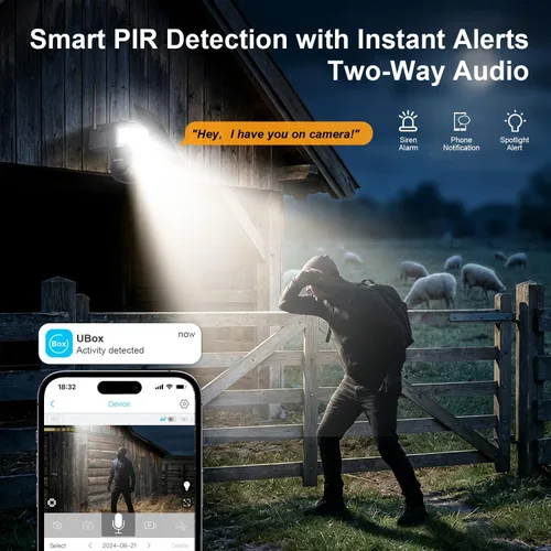 Vista 5 de Cámara de seguridad solar celular 4G LTE inalámbrica para exteriores, cámara de seguridad sin WiFi con potente foco, almacenamiento en la nube