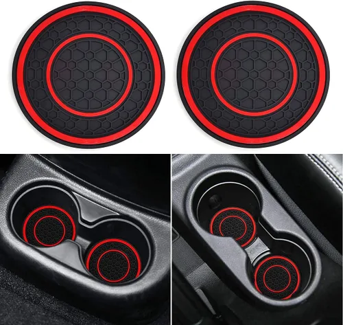 Vista 10 de Auprite Portavasos para automóvil, paquete de 2 posavasos universales antideslizantes para automóvil, accesorios para el interior del automóvil Negro