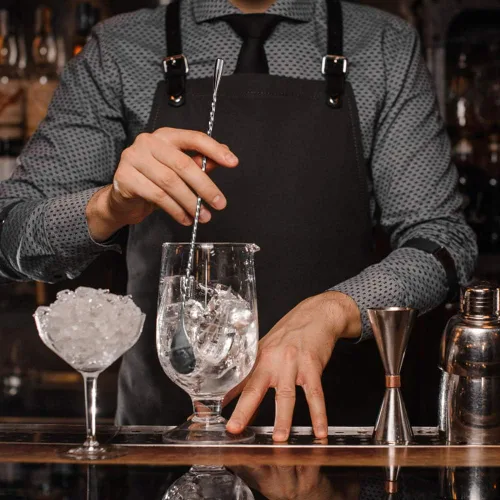 Vista 9 de Briout Cuchara de bar agitadores de cóctel para bebida, acero inoxidable de 12 pulgadas de mango largo, color negro, 2 piezas