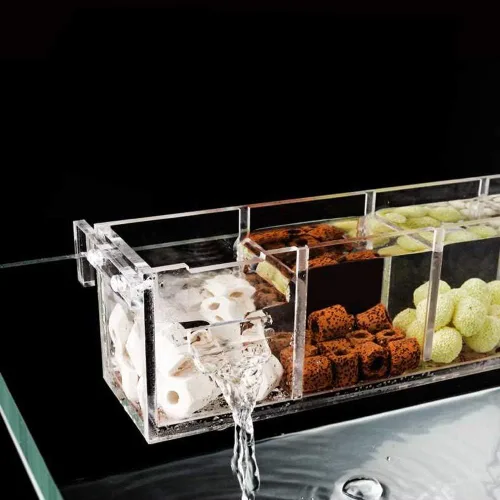 Vista 8 de Caja de filtro de tanque de peces de acrílico de 6 rejillas, caja de filtro de agua para acuario externo, caja de filtro de acrílico transparente