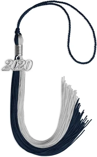 Vista 159 de Endea Graduation Borla de doble color con gota de fecha plateada (negro/oro antiguo, 2025)