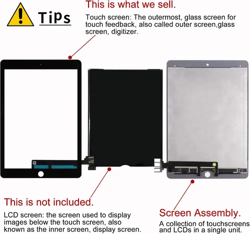 Vista 4 de A-MIND Reemplazo para iPad Pro 9.7 2016 A1673 A1674 A1675 Pantalla táctil (LCD no incluido, no instrucciones) Reemplazo del panel de vidrio frontal