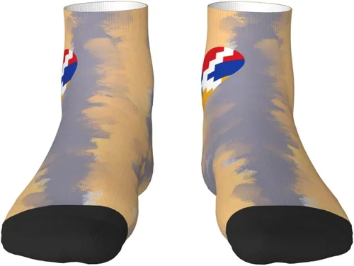 Vista 2 de Love Artsakh Flag Heart Ankle Socks Winter Low Cut Sports Warm Comfort Breathable Casual Socks For Mens And Womens 1