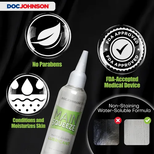 Vista 4 de Doc Johnson Main Squeeze - Lubricante a base de agua - Boquilla de percisión para aplicación específica, compatible con condones de látex, contiene