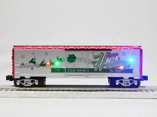 Vista 2 de Lionell Navidad Luz Express Happy Holidays Sonidos Boxcar O Gauge Modelo Ferrocarril Tren