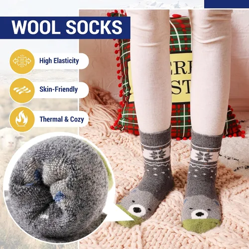 Vista 75 de Eocom 6 pares de calcetines de invierno cálidos de lana para niños y niñas