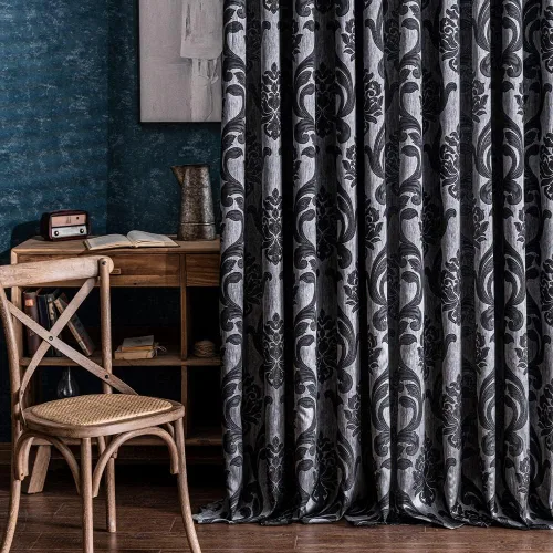 Vista 18 de NAPEARL Cortinas de damasco para sala de estar, cortinas de jacquard gótico con patrones florales, cortinas beige para dormitorio de 63 pulgadas