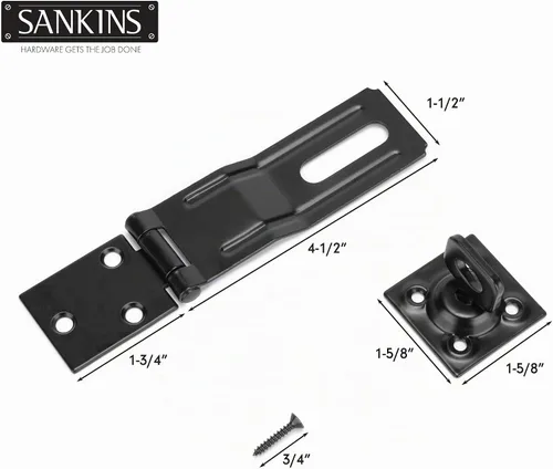 Vista 2 de Cerrojos giratorios de seguridad de 4.5 pulgadas con perilla giratoria, color negro, 1 unidad