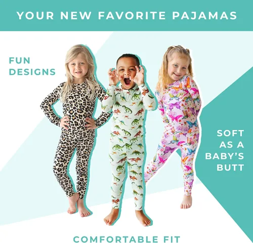 Vista 4 de Posh Peanut Girls Pajamas Set - Soft Viscose from Bamboo Kids Two Piece PJ - Easy Care Toddler Sleepers Little Girl Clothes
