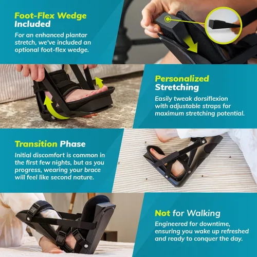 Vista 4 de Bota de estiramiento nocturno BraceAbility. Tablilla para estirar el pie por la noche, para el estiramiento de la fascia plantar, trata el dolor