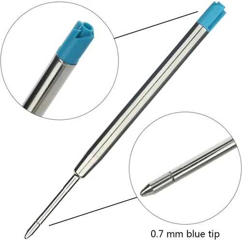Vista 3 de 30 recambios de bolígrafo reemplazables de 0.039 pulgadas de punta media, repuesto de metal de escritura suave, tinta negra y azul