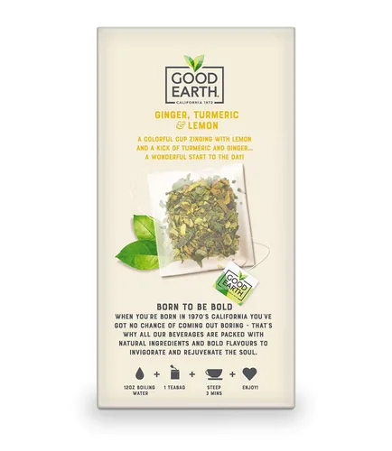 Vista 3 de Good Earth Sensorials - Té de hierbas de jengibre, cúrcuma y limón, caja de 15