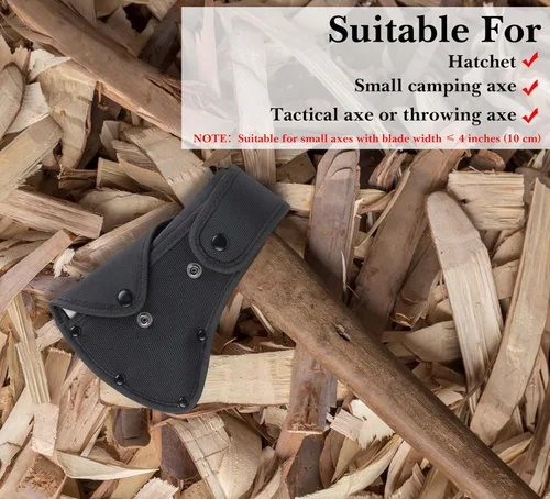 Vista 4 de Linkidea Funda de nailon para hacha de 4 pulgadas, funda protectora de hacha de doble broche para acampar y herramientas de supervivencia al aire