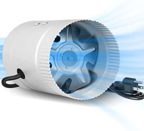 Vista 5 de iPower Ventilador de conducto de refuerzo en línea de 4 pulgadas, ventilador de ventilación de escape HVAC con bajo ruido para baños, cocinas