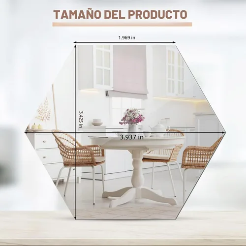 Vista 2 de 72 espejos hexagonales para pared, calcomanías de espejo, 3.94 x 3.43 x 1.97 pulgadas Espejos adhesivos para dormitorio, sala de estar, decoración