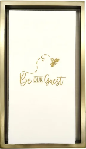 Vista 6 de AMERICAN HOMESTEAD - Toallas de Mano Desechables para Baño - Diseño Decorativo Be Our Guest Dorado - Servilletas de Invitados Similares al Lino
