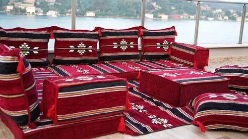 Vista 6 de Sofá de piso modular hecho a mano arabicsofa – Asiento oriental Majlis con cojines de respaldo