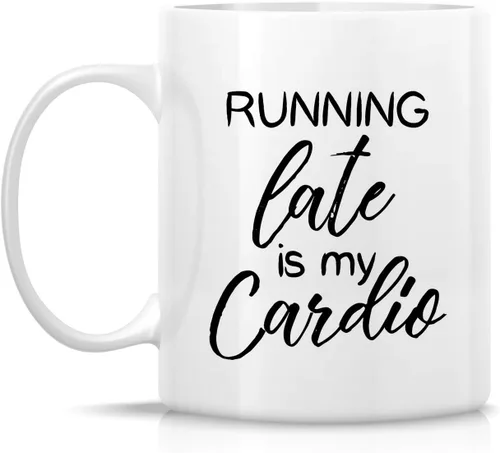 Vista 2 de Retreez Taza divertida – Running Late is My Cardio - Tazas de café de cerámica de 11 onzas – Divertido, sarcasmo, sarcástico, motivacional, regalos