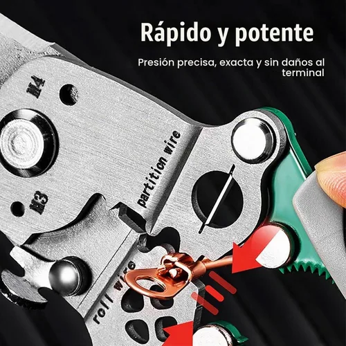 Vista 7 de Pelacables plegables 18 en 1, cortadores de alambre profesionales plegables multifuncionales, pelacables multifuncionales crimpadora alicates Rojo
