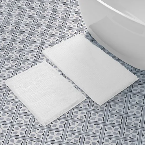 Vista 53 de Laura Ashley - Juego de 2 tapetes de baño de chenilla suave, 20 x 34 pulgadas, color azul