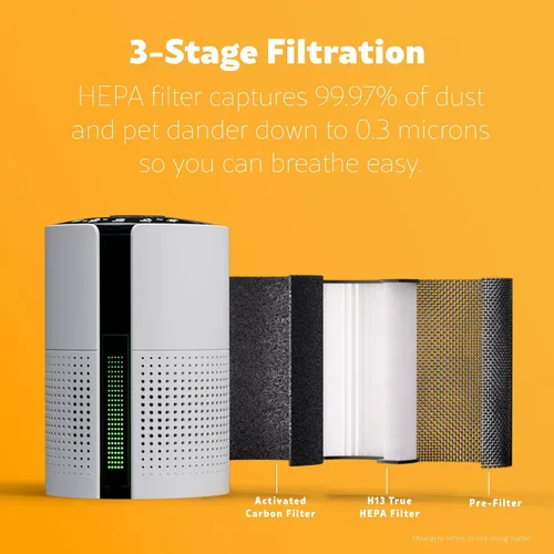 Vista 3 de Kenmore PM1010 Purificadores de aire para dormitorio hasta 348 pies cuadrados con filtro HEPA H13 auténtico, traba para niños, modo de sueño