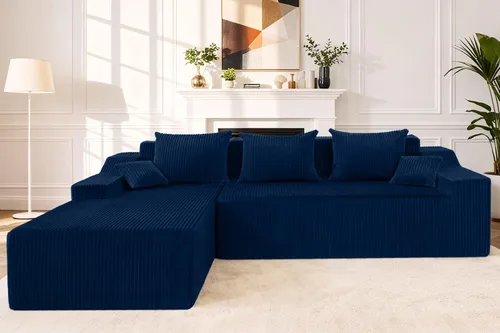 Vista 18 de HABUTWAY Sofá modular modular de 101 pulgadas con asiento profundo, moderno sofá convertible en forma de L, sofá tapizado con diván para sala
