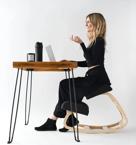 Vista 2 de Sleekform Escritorio de mesa plegable de madera y silla ergonómica arrodillada