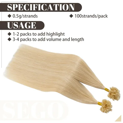 Vista 66 de SEGO Extensiones de cabello humano con micro cuentas, extensiones de cabello humano con micro bucle, lacio, natural, fusión fría, 1.76 oz/paquete