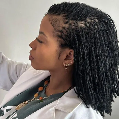 Vista 16 de Extensiones de Cabello Humano Loc Extensiones de Cabello Humano 4 Pulgadas 10 Hebras 0.08 Pulgadas de Ancho Hechas a Mano Extensiones de Rastas 0.1
